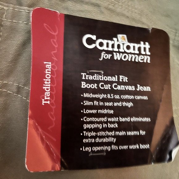 Womens Carhart Traditional Fit Boot Cut Canvas Jeans. Size 18×30￼ New With Tags - Picture 4 of 4